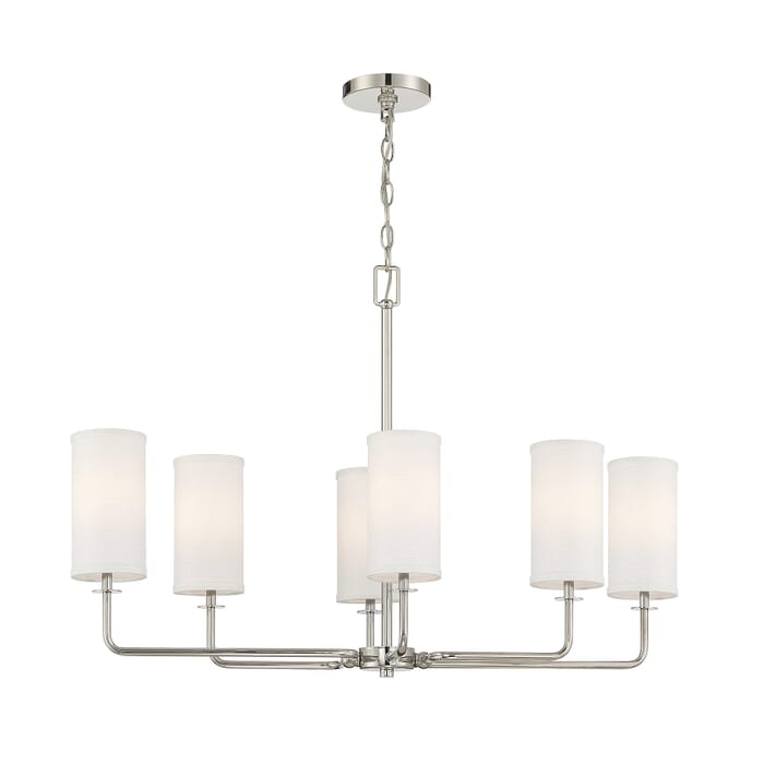 Savoy House Powell 6-Light Linear Chandelier in Polished Nickel Savoy House Powell 6-Light Linear Chandelier in Polished Nickel