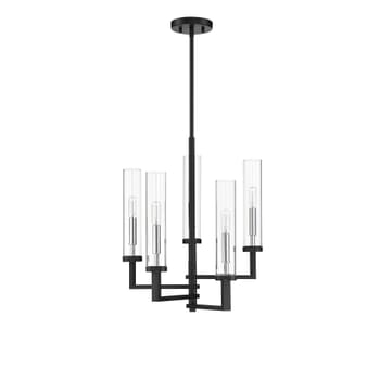 Savoy House Folsom 5-Light Adjustable Chandelier in Matte Black with Polished Chrome Accents