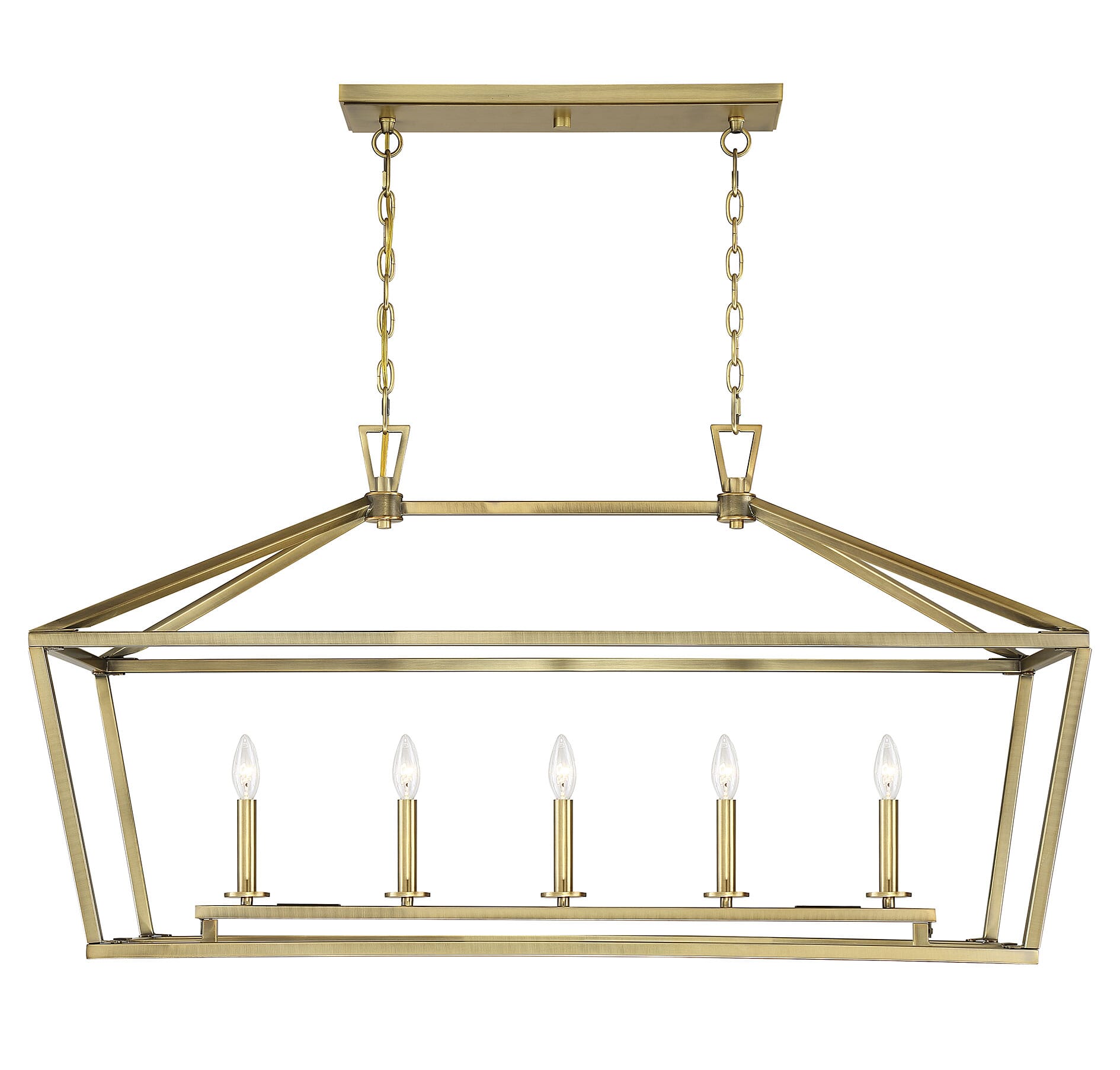 linear brass chandelier