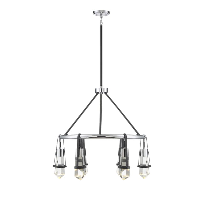 Savoy House Denali 6-Light LED Chandelier in Matte Black with Polished Chrome Accents Savoy House Denali 6-Light LED Chandelier in Matte Black with Polished Chrome Accents