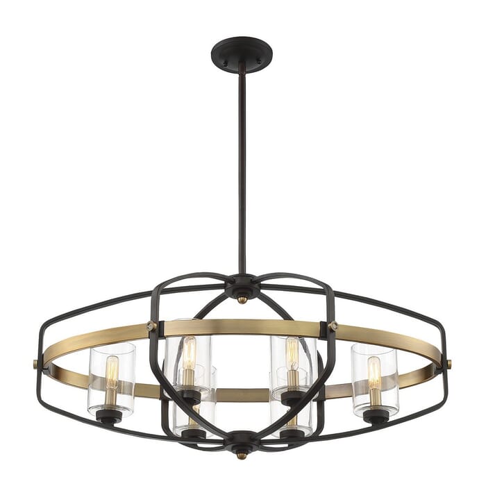 Savoy House Kirkland 6-Light Linear Chandelier in English Bronze and Warm Brass Savoy House Kirkland 6-Light Linear Chandelier in English Bronze and Warm Brass