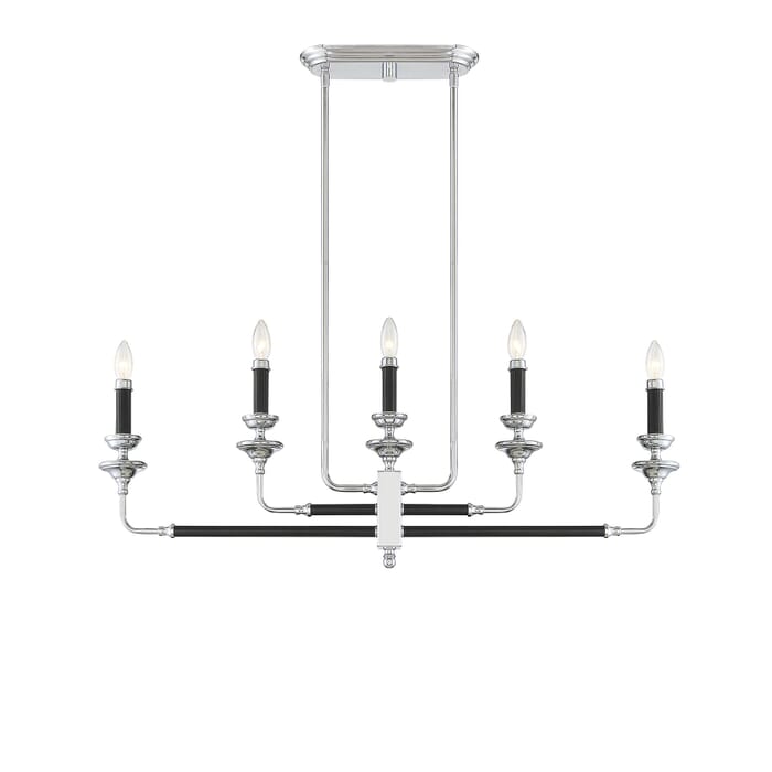 Savoy House Davidson 5-Light Linear Chandelier in Black & Chrome Savoy House Davidson 5-Light Linear Chandelier in Black & Chrome