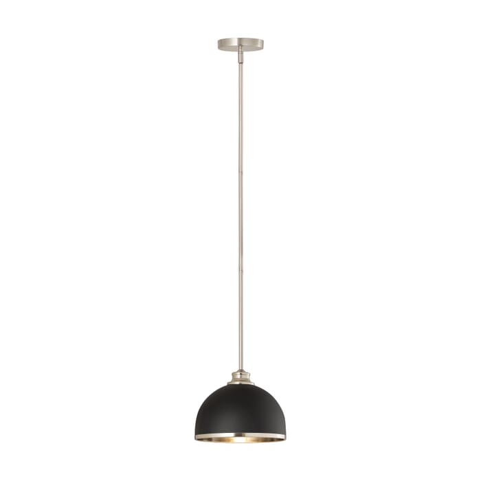 Z-Lite Landry 1-Light Pendant Light In Matte Black With Brushed Nickel Z-Lite Landry 1-Light Pendant Light In Matte Black With Brushed Nickel