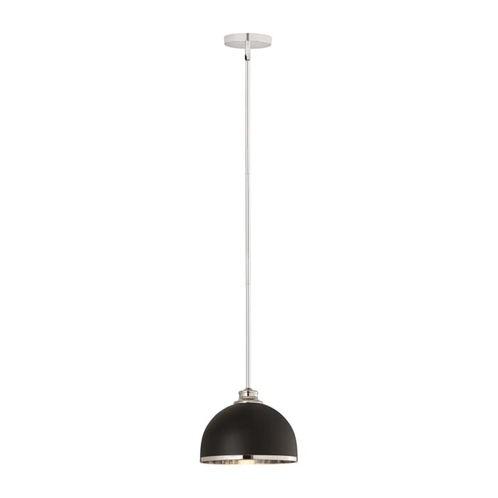 Z-Lite Landry 1-Light Pendant Light In Matte Black With Chrome Z-Lite Landry 1-Light Pendant Light In Matte Black With Chrome