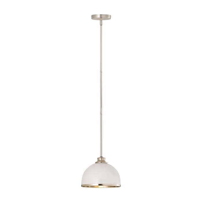 Z-Lite Landry 1-Light Pendant Light In Matte White With Brushed Nickel Z-Lite Landry 1-Light Pendant Light In Matte White With Brushed Nickel