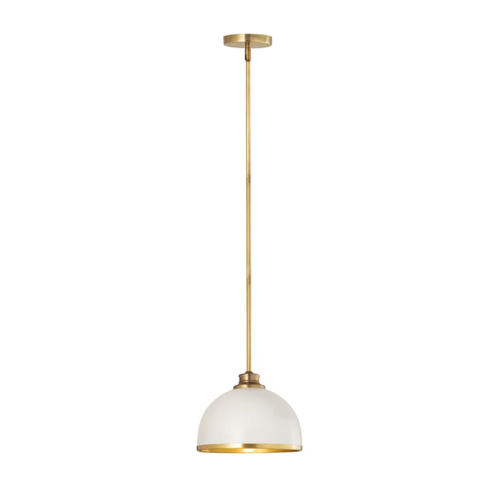 Z-Lite Landry 1-Light Pendant Light In Matte White With Rubbed Brass Z-Lite Landry 1-Light Pendant Light In Matte White With Rubbed Brass