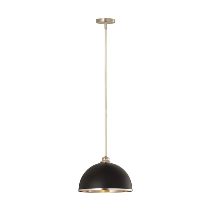 Z-Lite Landry 1-Light Pendant Light In Matte Black With Brushed Nickel Z-Lite Landry 1-Light Pendant Light In Matte Black With Brushed Nickel