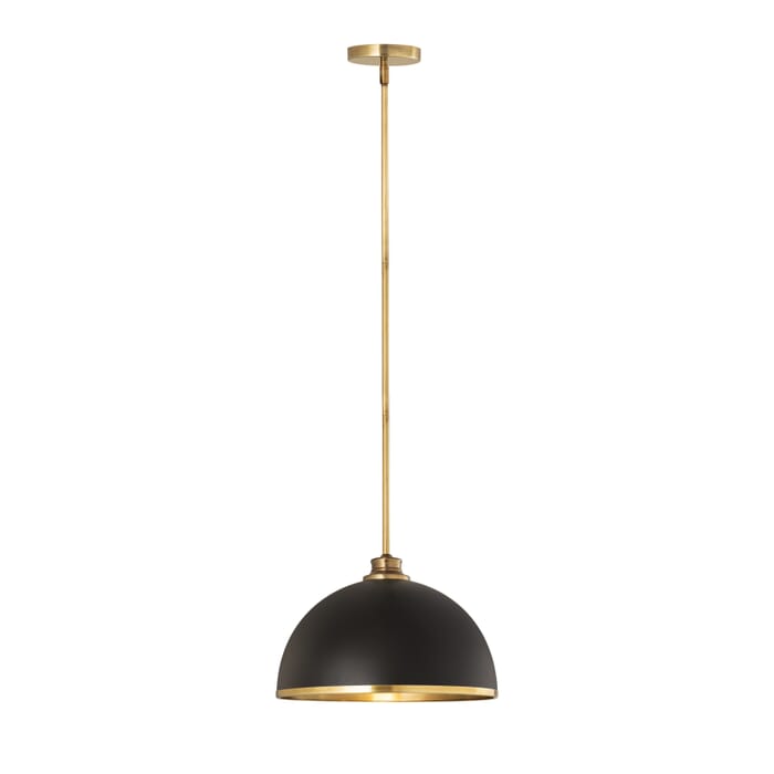 Z-Lite Landry 1-Light Pendant Light In Matte Black With Rubbed Brass Z-Lite Landry 1-Light Pendant Light In Matte Black With Rubbed Brass
