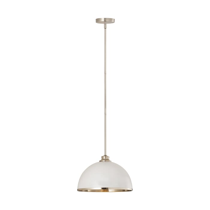 Z-Lite Landry 1-Light Pendant Light In Matte White With Brushed Nickel Z-Lite Landry 1-Light Pendant Light In Matte White With Brushed Nickel