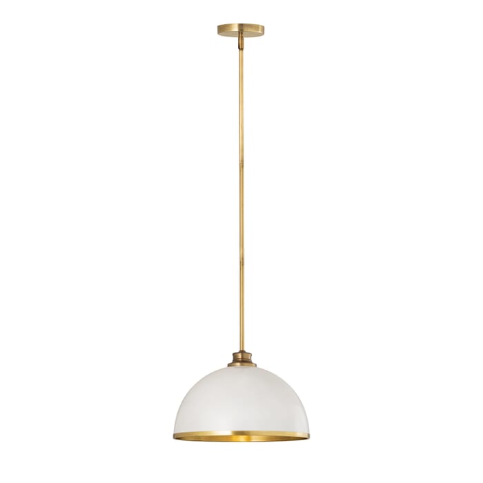 Z-Lite Landry 1-Light Pendant Light In Matte White With Rubbed Brass Z-Lite Landry 1-Light Pendant Light In Matte White With Rubbed Brass