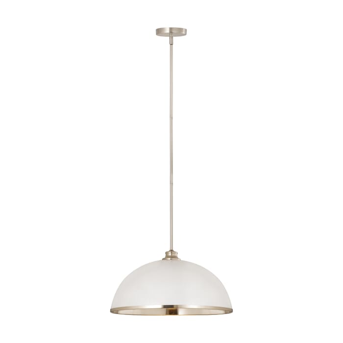 Z-Lite Landry 1-Light Pendant Light In Matte White With Brushed Nickel Z-Lite Landry 1-Light Pendant Light In Matte White With Brushed Nickel