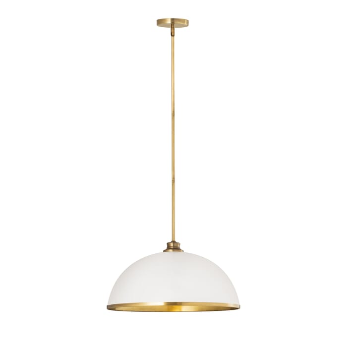 Z-Lite Landry 1-Light Pendant Light In Matte White With Rubbed Brass Z-Lite Landry 1-Light Pendant Light In Matte White With Rubbed Brass