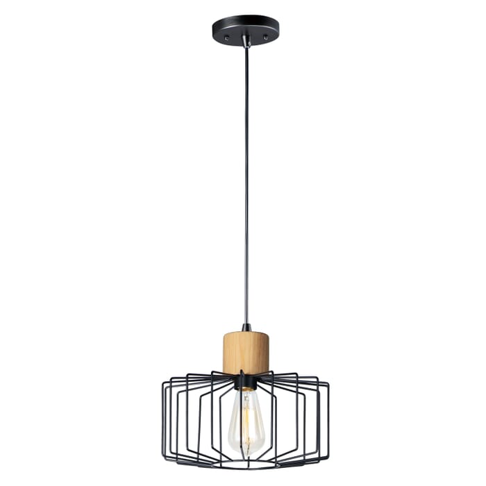 Maxim Lighting Bjorn 1-Light Mini Pendent in Black/Natural Wood Maxim Lighting Bjorn 1-Light Mini Pendent in Black/Natural Wood