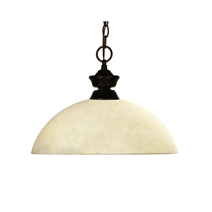 Z-Lite Challenger with Riviera Bronze 1-Light Pendant Light In Bronze Z-Lite Challenger with Riviera Bronze 1-Light Pendant Light In Bronze
