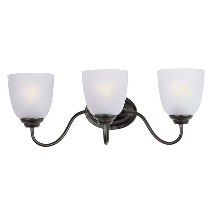 Maxim Lighting Stefan 21.5" 3-Light Frosted Glass Bathroom Vanity Light in Bronze Maxim Lighting Stefan 21.5" 3-Light Frosted Glass Bathroom Vanity Light in Bronze