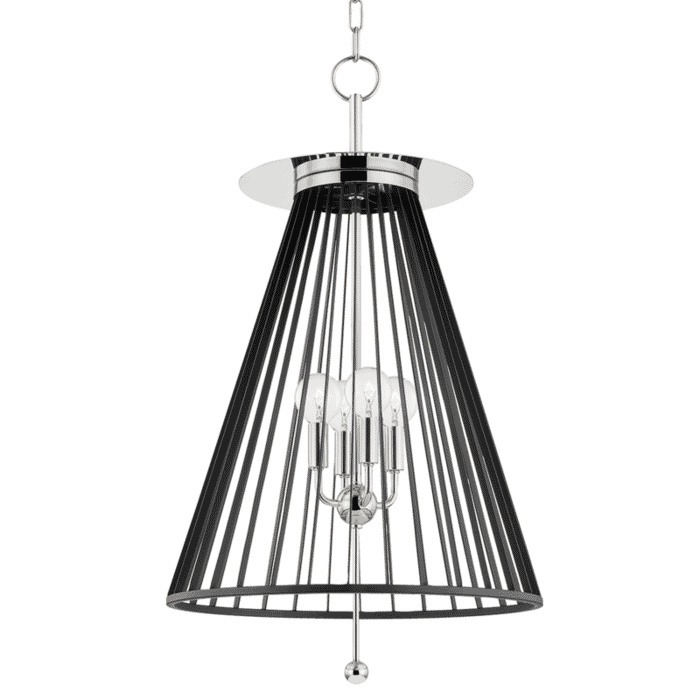 Hudson Valley Cagney 4-Light Pendant Light in Polished Nickel and Black Hudson Valley Cagney 4-Light Pendant Light in Polished Nickel and Black