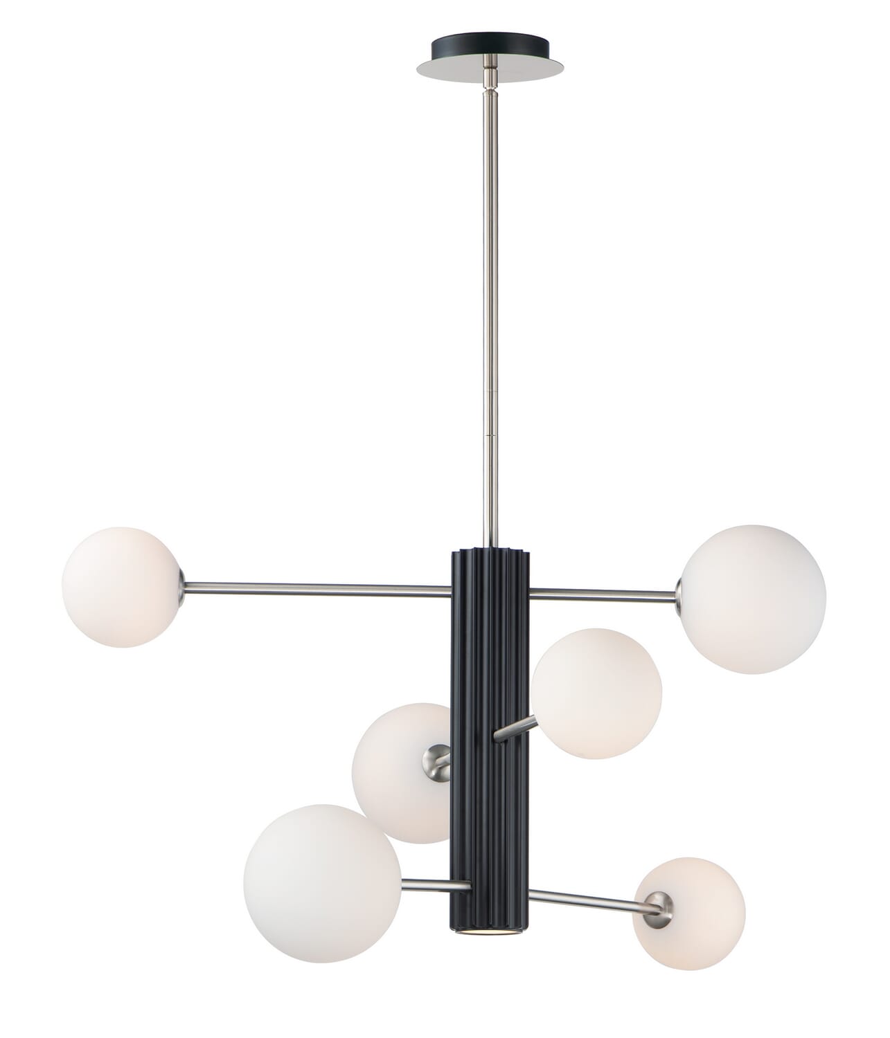 Cog 7-Light LED Pendant in Black with Satin Nickel