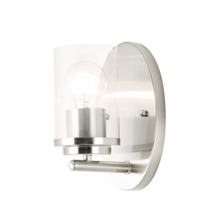 Corona 1-Light Wall Sconce in Satin Nickel Corona 1-Light Wall Sconce in Satin Nickel