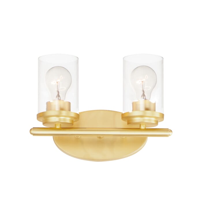 Corona 2-Light Bathroom Vanity Light in Satin Brass Corona 2-Light Bathroom Vanity Light in Satin Brass