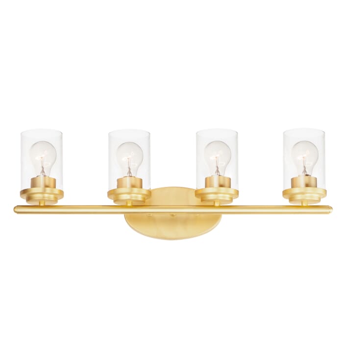 Corona 4-Light Bathroom Vanity Light in Satin Brass Corona 4-Light Bathroom Vanity Light in Satin Brass