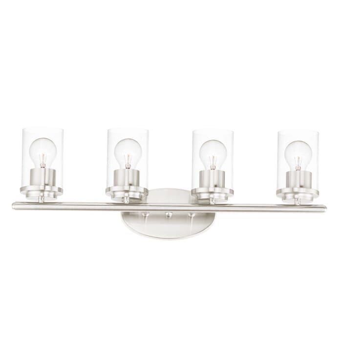 Corona 4-Light Bathroom Vanity Light in Satin Nickel Corona 4-Light Bathroom Vanity Light in Satin Nickel