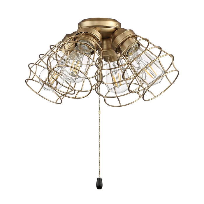 Light Kit-Armed 4-Light LED Fan Light Kit in Satin Brass Light Kit-Armed 4-Light LED Fan Light Kit in Satin Brass