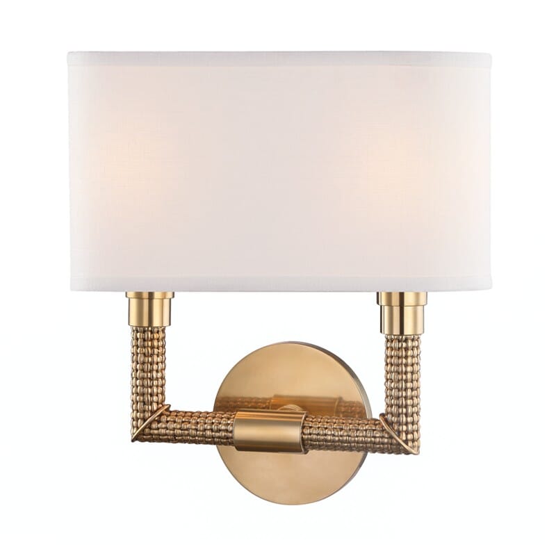 Hudson Valley Dubois 2-Light 13" Wall Sconce in Aged Brass