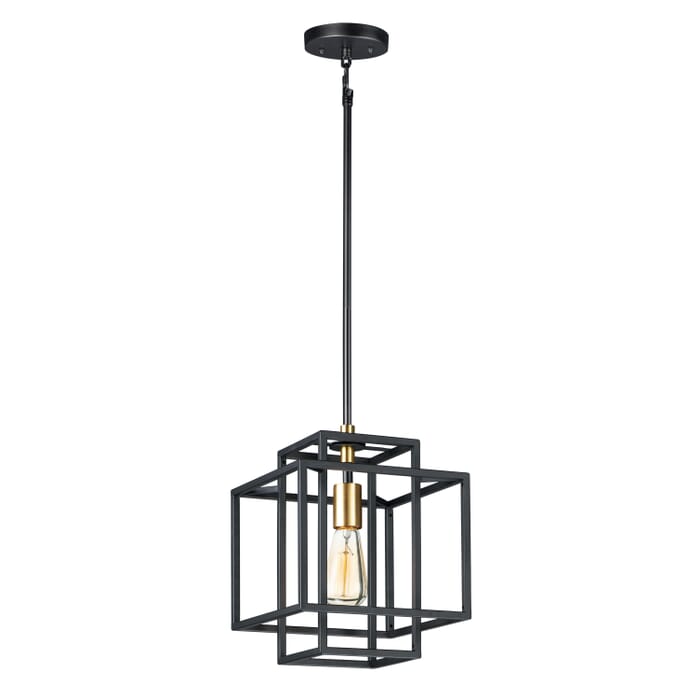 Maxim Lighting Liner 13" 1-Light Mini Pendant in Black/Satin Brass Maxim Lighting Liner 13" 1-Light Mini Pendant in Black/Satin Brass