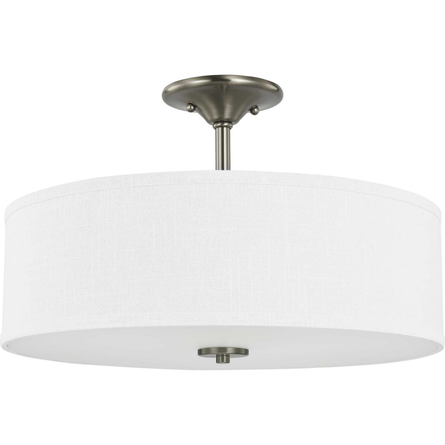 Brushed Nickel Three Light Semi Flush Mount from the Inspire Collection
