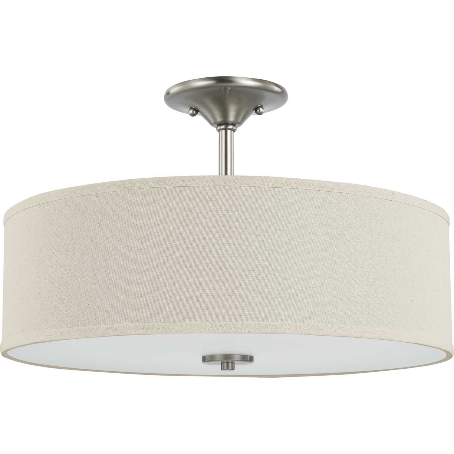 Brushed Nickel Three Light Semi Flush Mount from the Inspire Collection