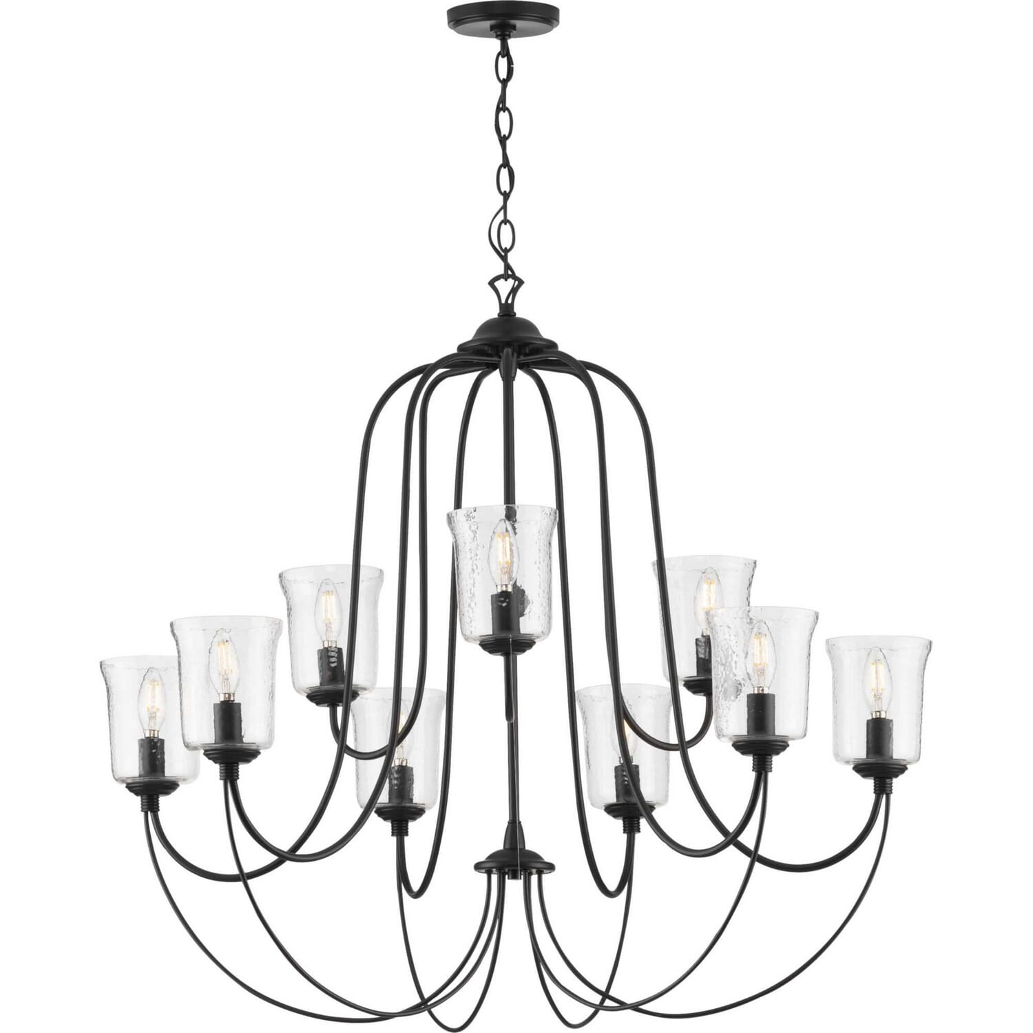 Black Nine Light Chandelier from the Bowman Collection