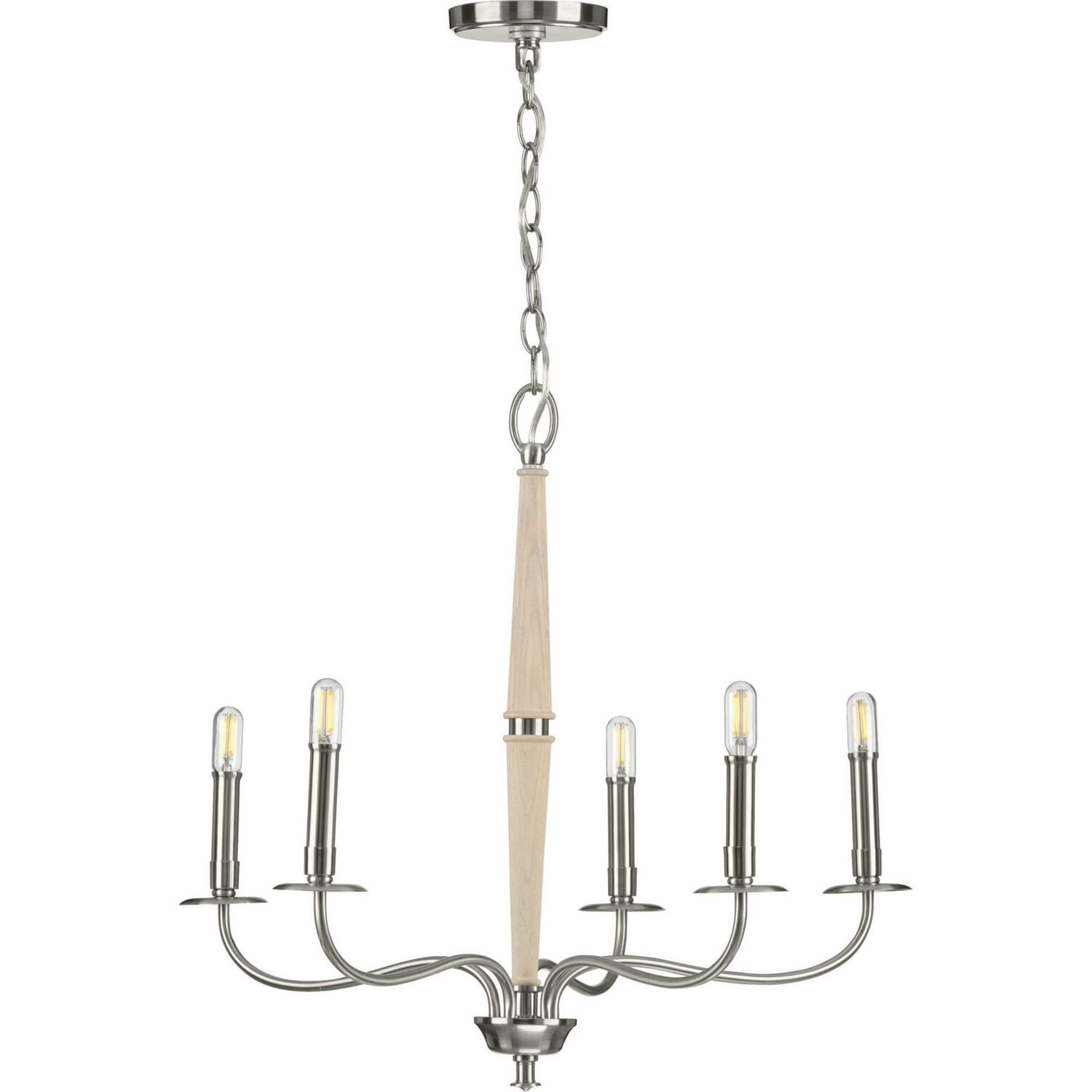 Brushed Nickel Five Light Chandelier from the Durrell Collection