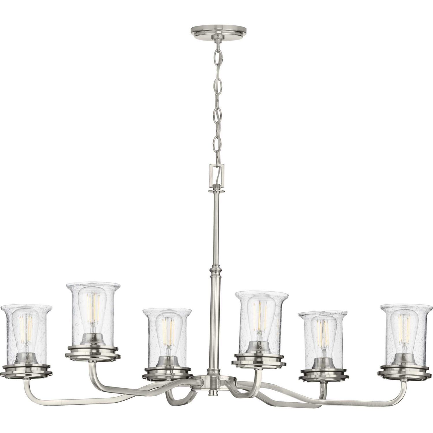 Brushed Nickel Six Light Chandelier from the Winslett Collection