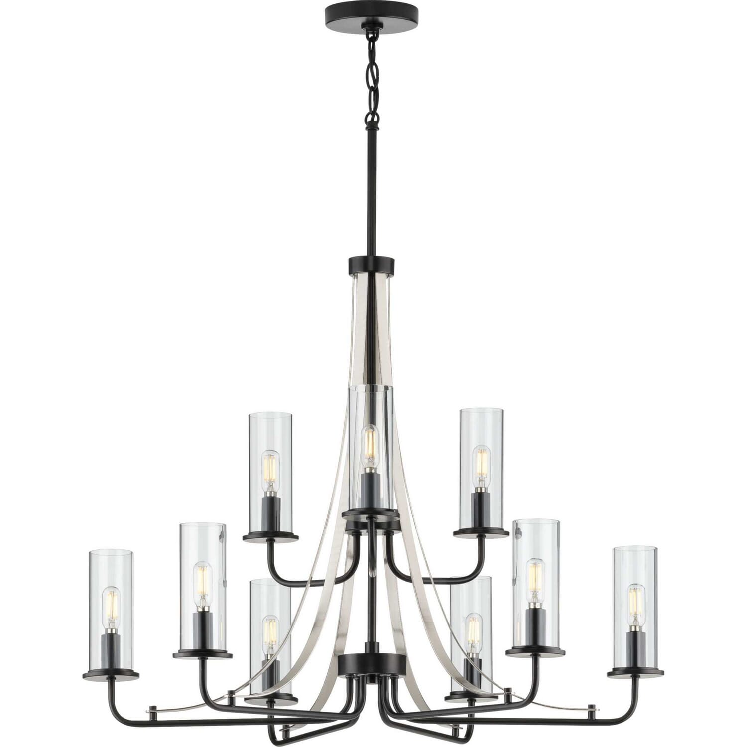 Black Nine Light Chandelier from the Riley Collection