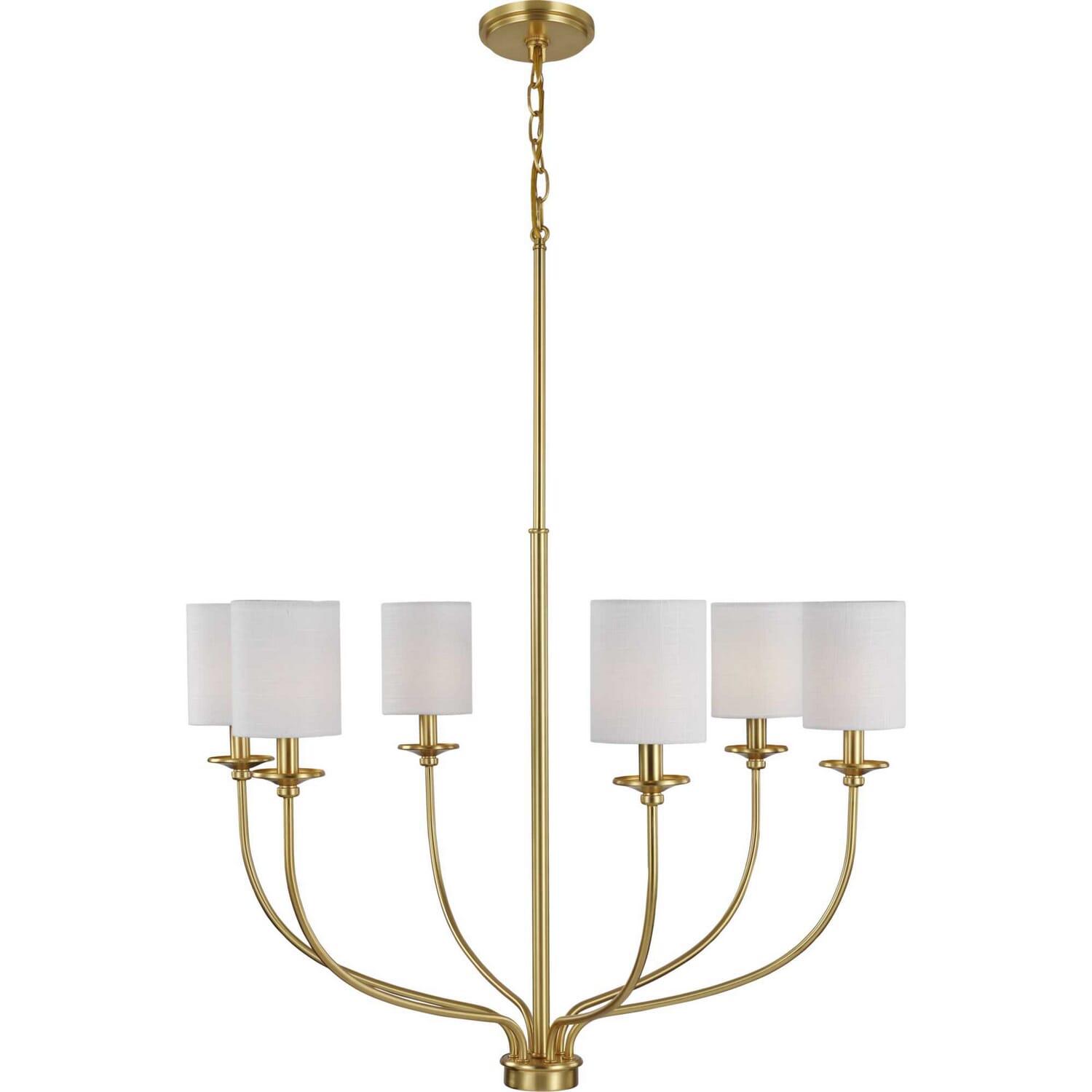 Satin Brass Six Light Foyer Chandelier from the Bonita Collection