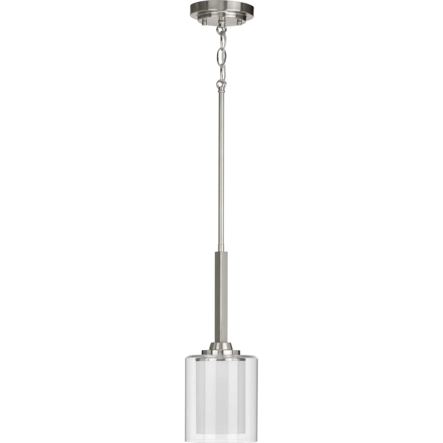 Brushed Nickel One Light Mini Pendant from the Kene Collection