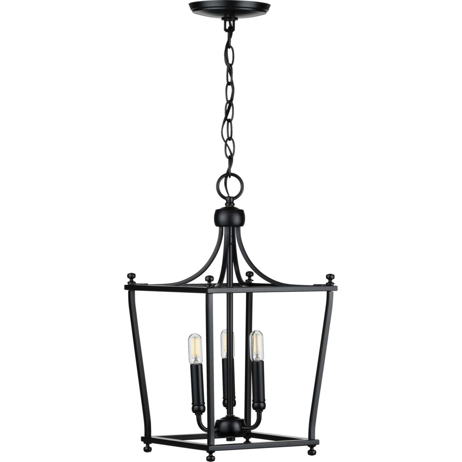 Black Three Light Foyer Pendant from the Parkhurst Collection