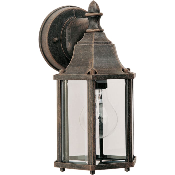 Builder Cast 1-Light Outdoor Wall Lantern in Rust Patina Builder Cast 1-Light Outdoor Wall Lantern in Rust Patina