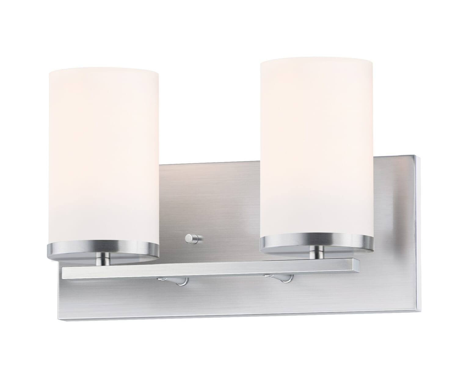 Lateral 2-Light Bathroom Vanity Light in Satin Nickel