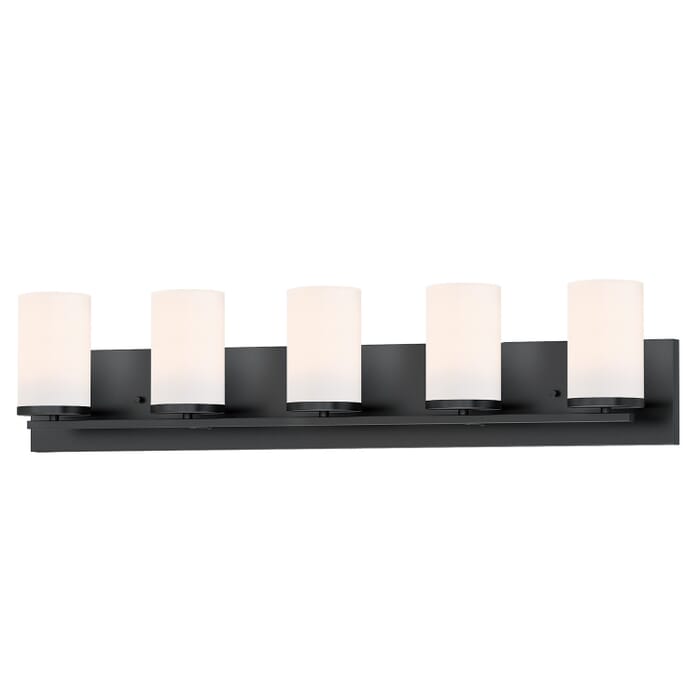 Lateral 5-Light Bathroom Vanity Light in Black Lateral 5-Light Bathroom Vanity Light in Black