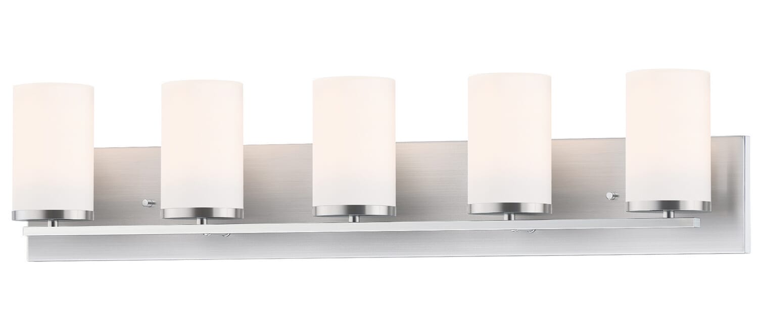 Lateral 5-Light Bathroom Vanity Light in Satin Nickel
