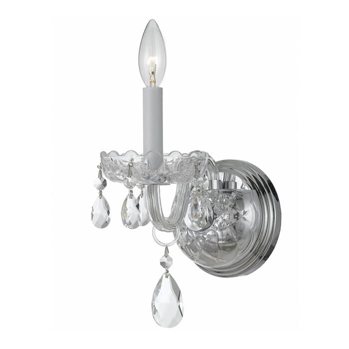 Crystorama Traditional Crystal 9" Wall Sconce in Polished Chrome with Clear Hand Cut Crystals Crystorama Traditional Crystal 9" Wall Sconce in Polished Chrome with Clear Hand Cut Crystals