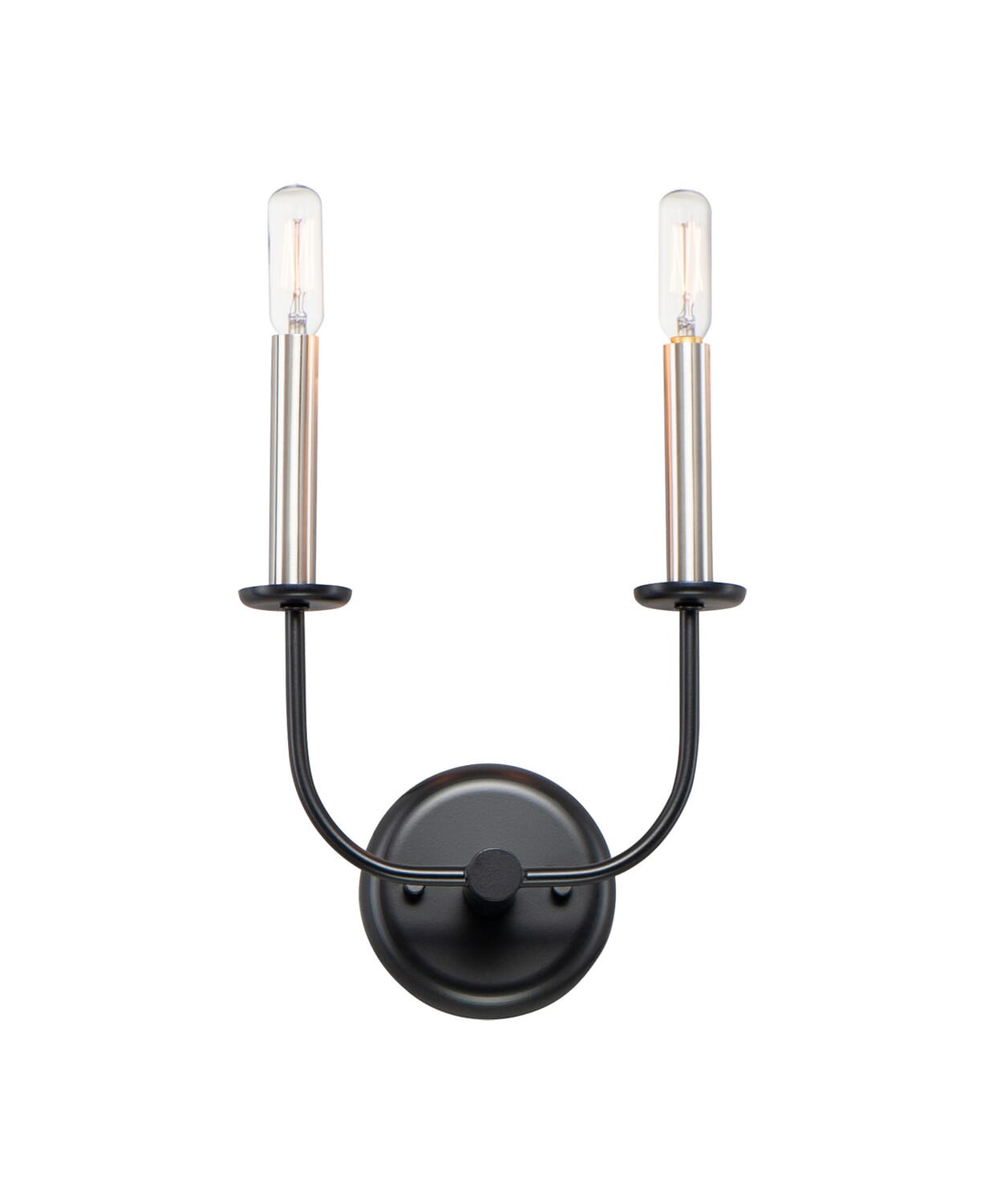 Black   Satin Nickel Two Light Wall Sconce from the Wesley Collection