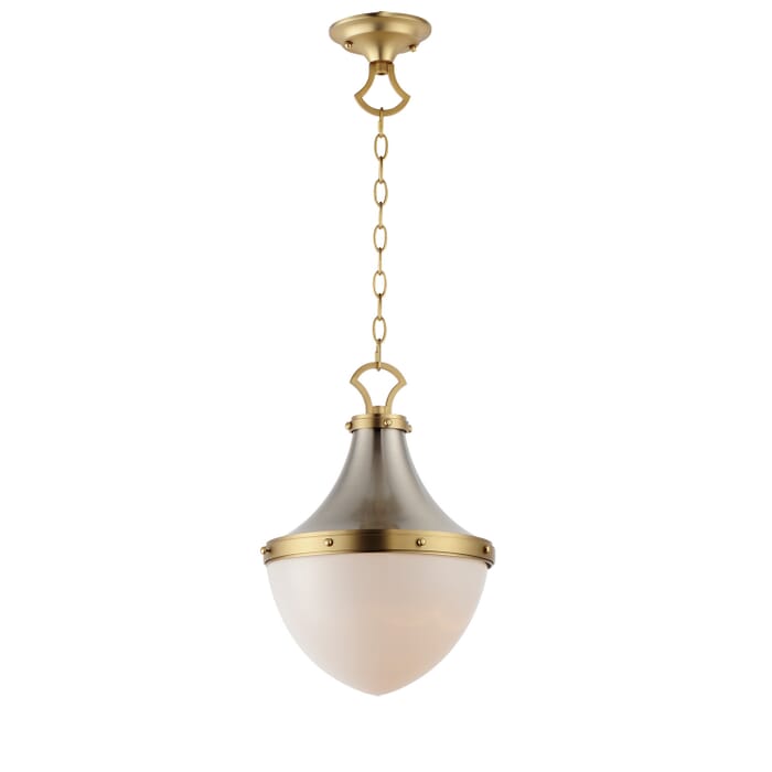 Conrad 1-Light Pendant in Satin Nickel with Satin Brass Conrad 1-Light Pendant in Satin Nickel with Satin Brass