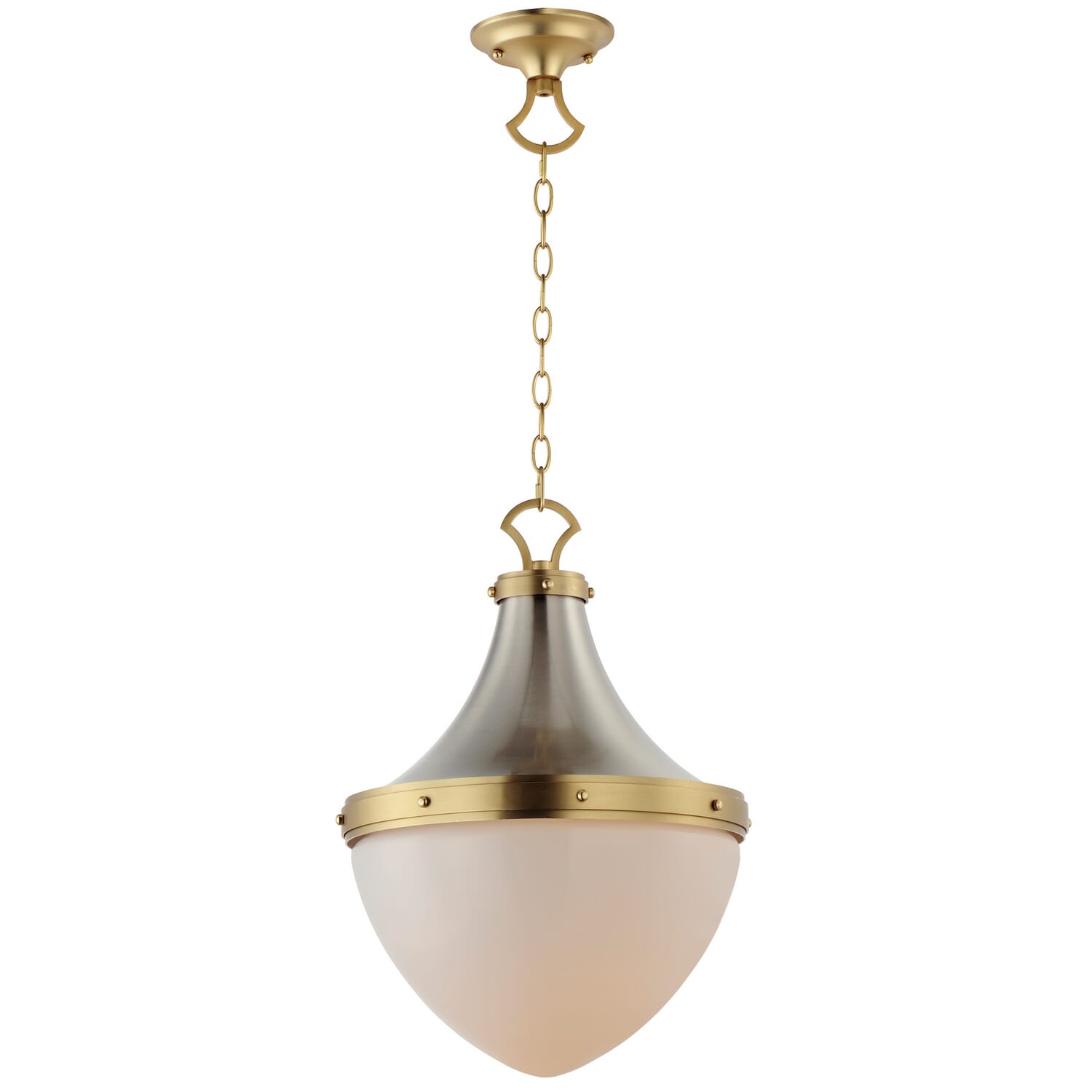 Conrad 1-Light Pendant in Satin Nickel with Satin Brass