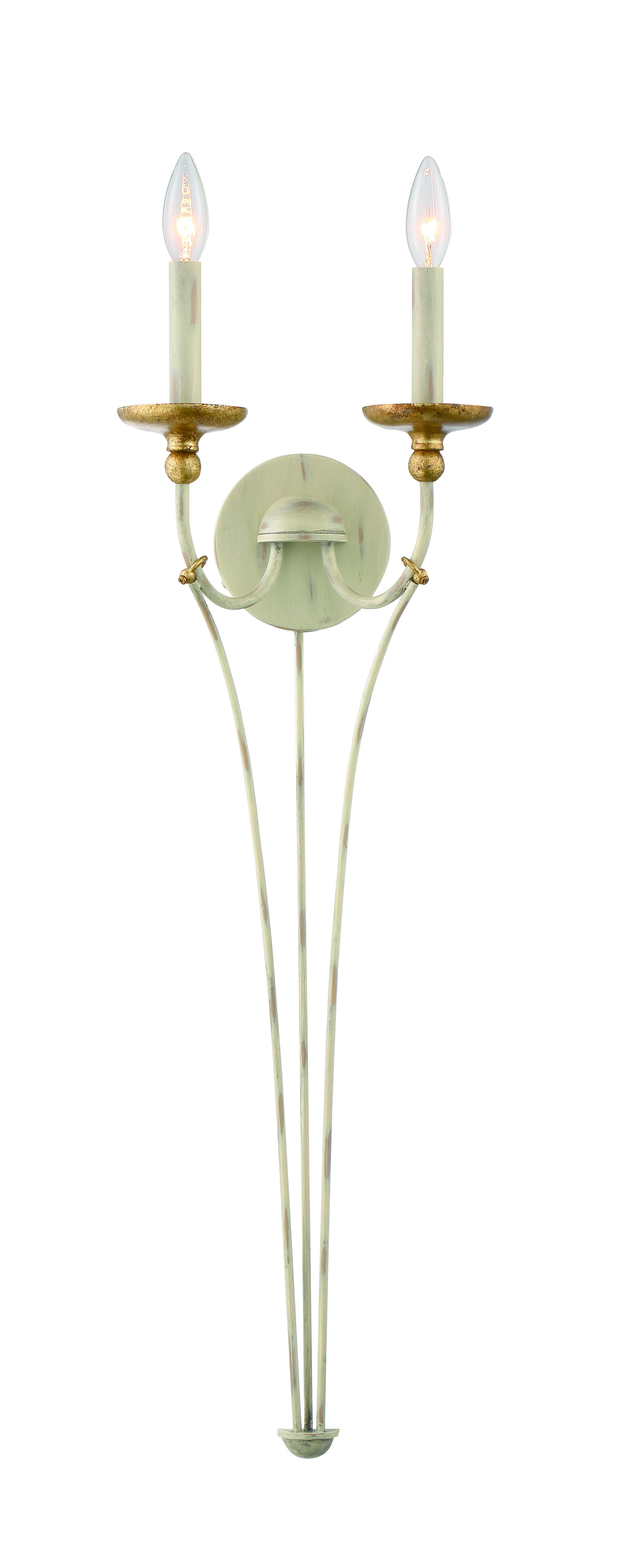 Westchester County 2-Light Wall Sconce in Farm House White With Gilded Gold