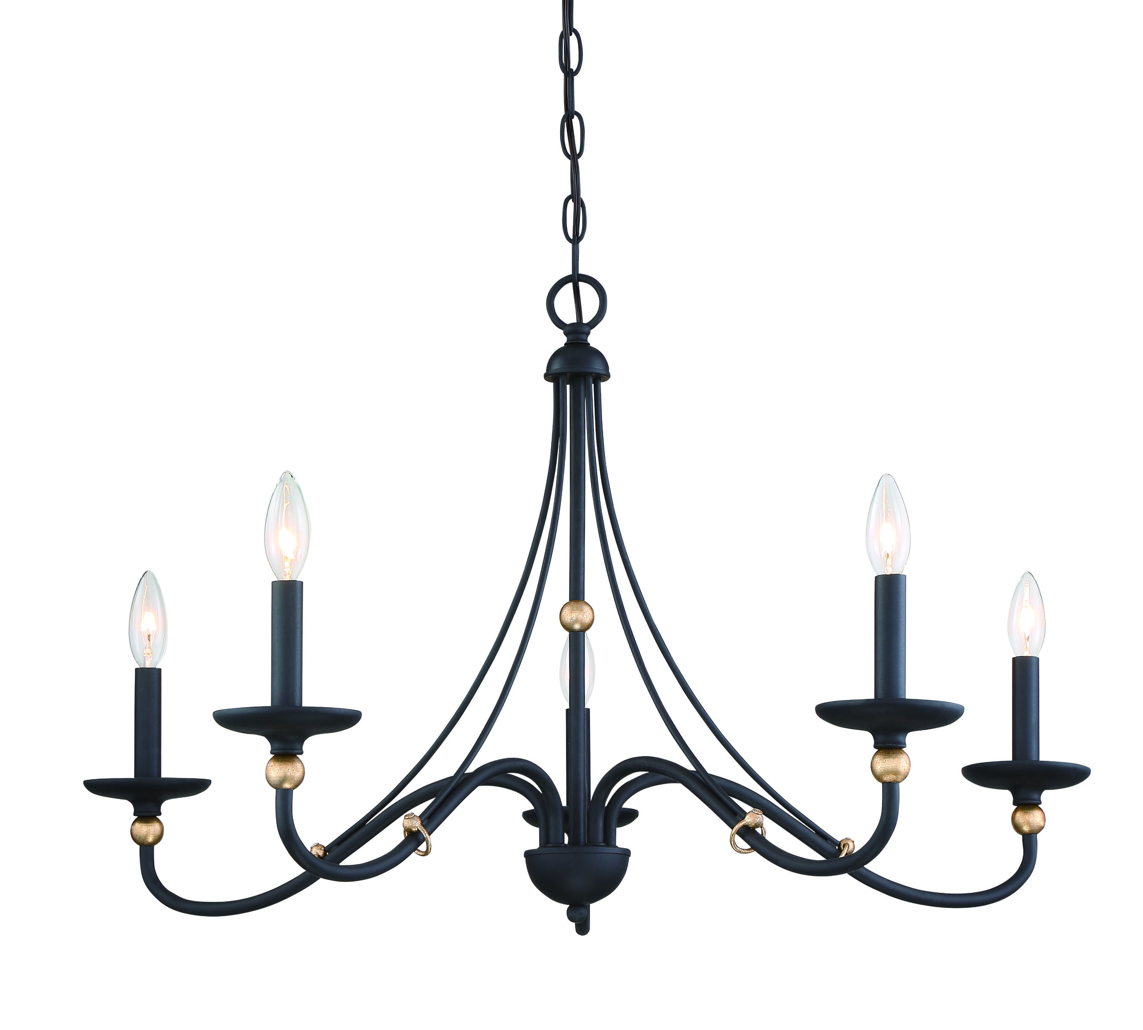 Minka Lavery Westchester County 5-Light Chandelier in Sand Coal With Skyline Gold Leaf - 1044-677