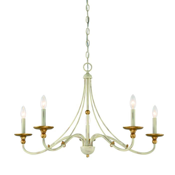Minka Lavery Westchester County 5-Light Chandelier in Farm House White With Gilded Gold Minka Lavery Westchester County 5-Light Chandelier in Farm House White With Gilded Gold