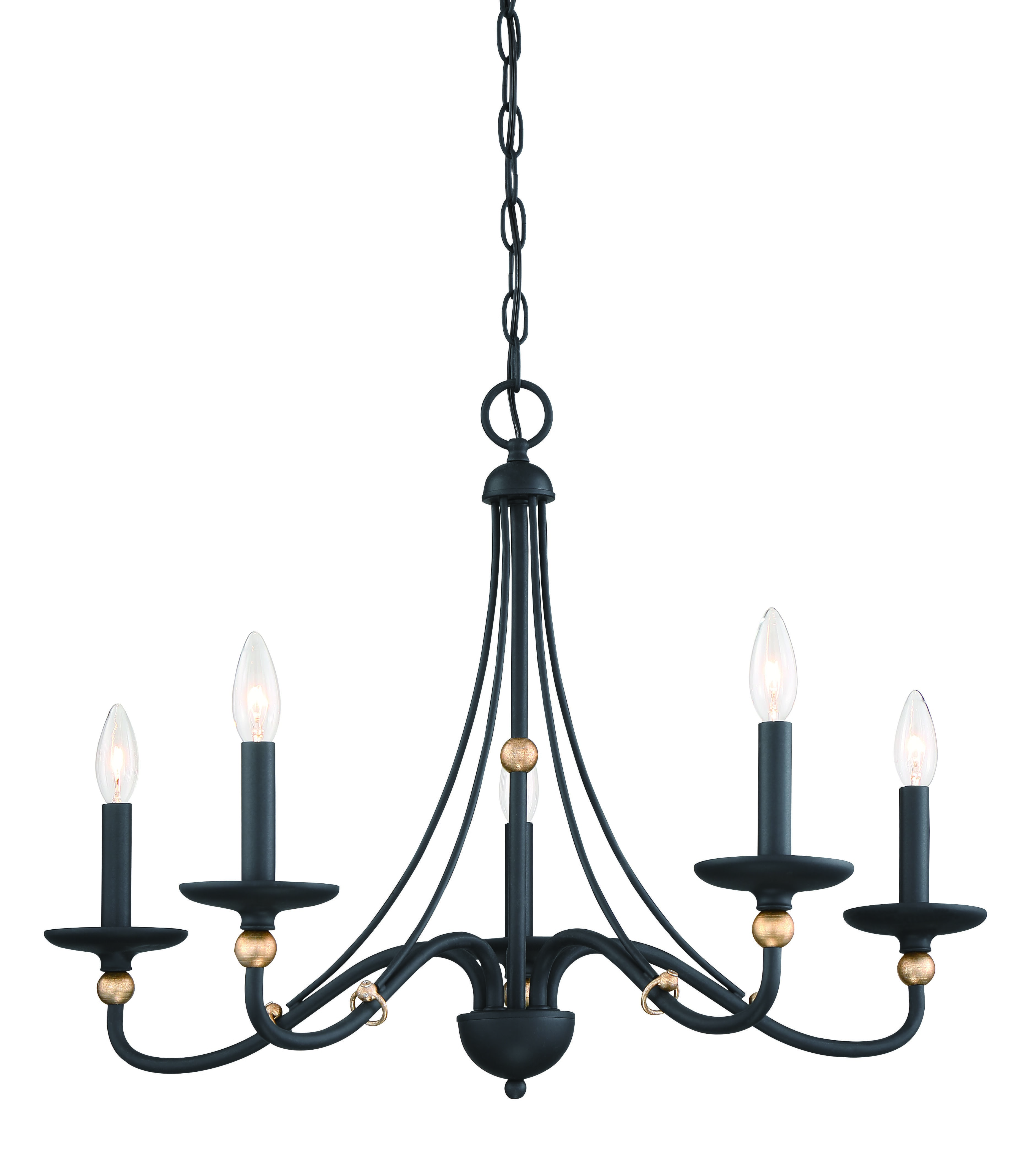 Minka Lavery Westchester County 5-Light Chandelier in Sand Coal With Skyline Gold Leaf - 1045-677