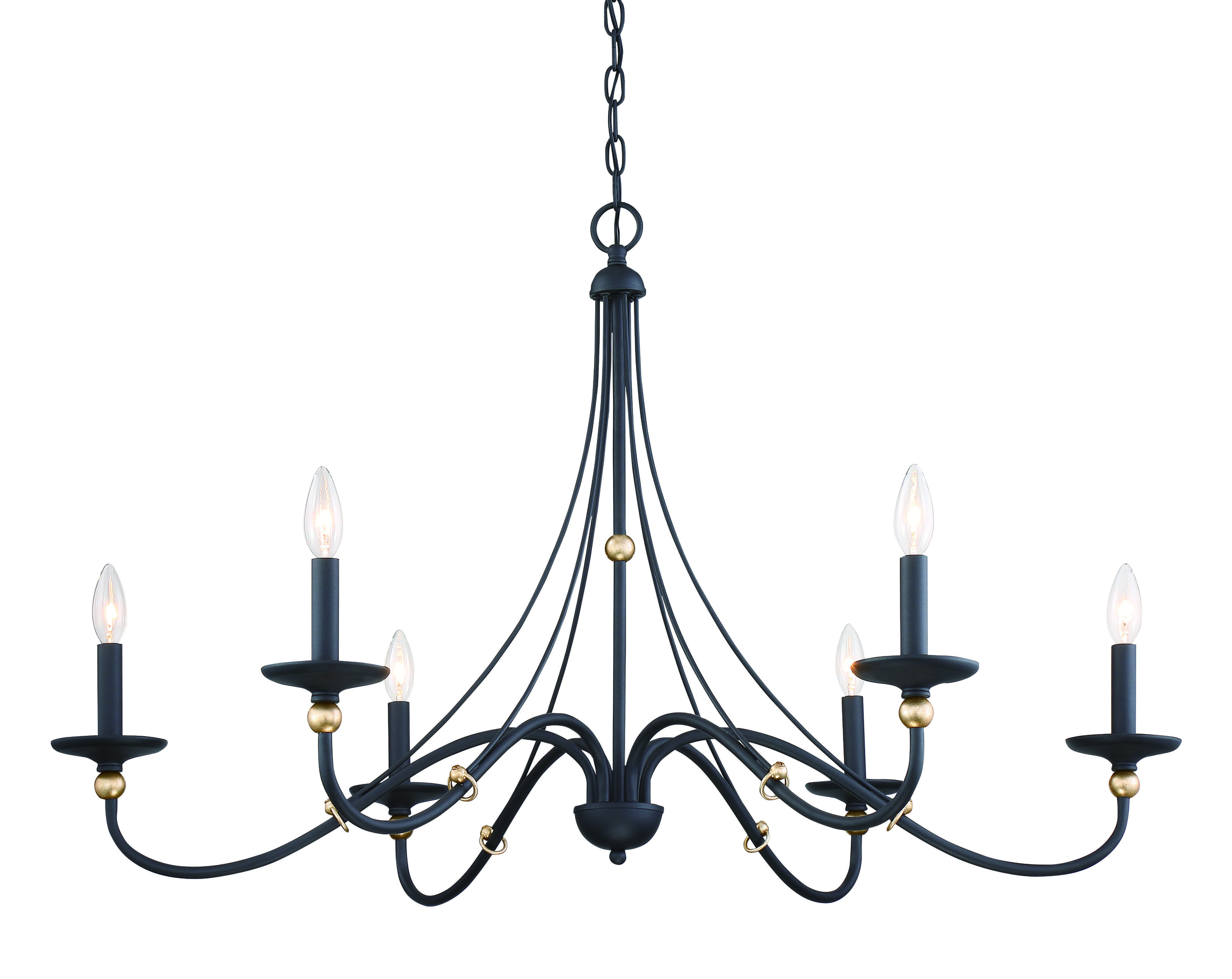 Minka Lavery Westchester County 6-Light Chandelier in Sand Coal With Skyline Gold Leaf - 1046-677